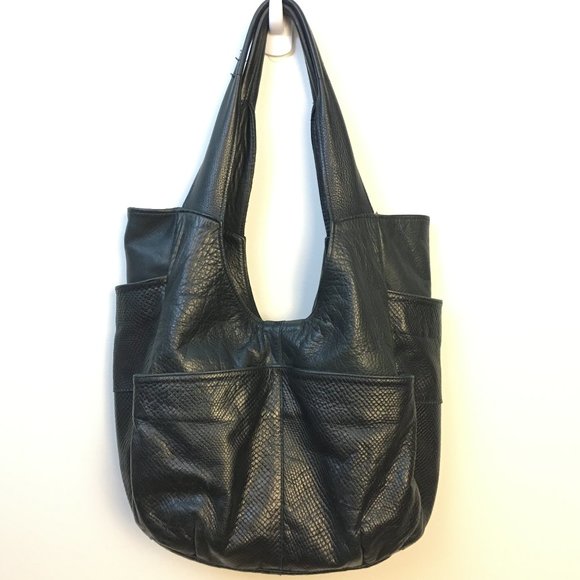 Oliveve Handbags - Oliveve Black Leather Hobo Tote Shoulder Bag